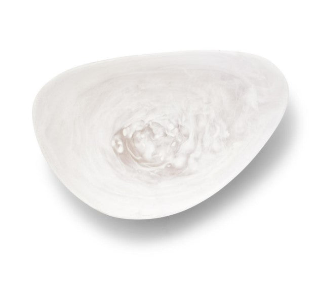 15" Archipelago White Cloud Marbleized Organic Shaped Bowl