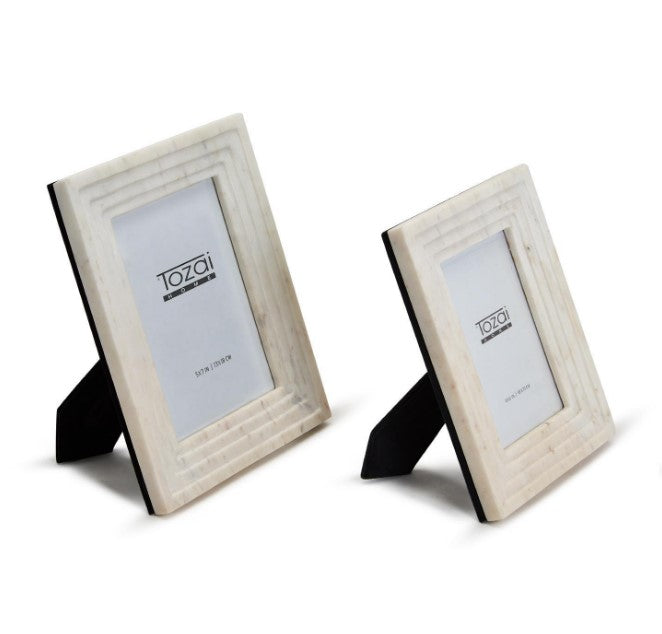 Scala Santa Set of 2 White Marble Photo Frames