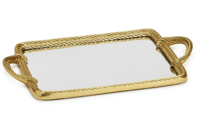 Golden Threads Rope Mirror Tray - Resin