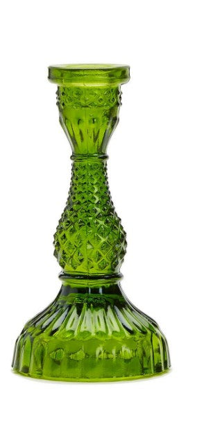 Casa Verde Moss Glass Candlestick - Choice of 2 Sizes - - Recycled Glass