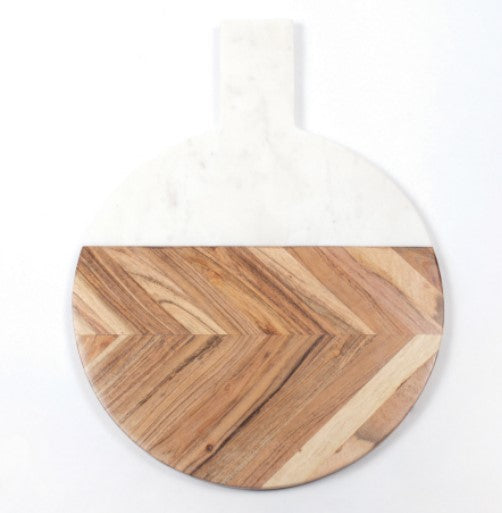 ROUND SERVING Board - Marble and Wood